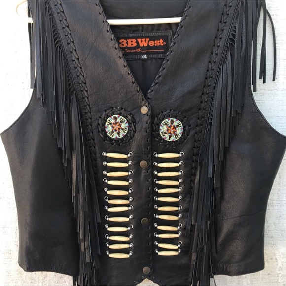 Like New! Fringed leather vest! - Picture 1 of 16